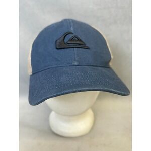 Quicksilver Hat Blue Mesh Hat Snapback Trucker Surfer Black Logo Skate Cap